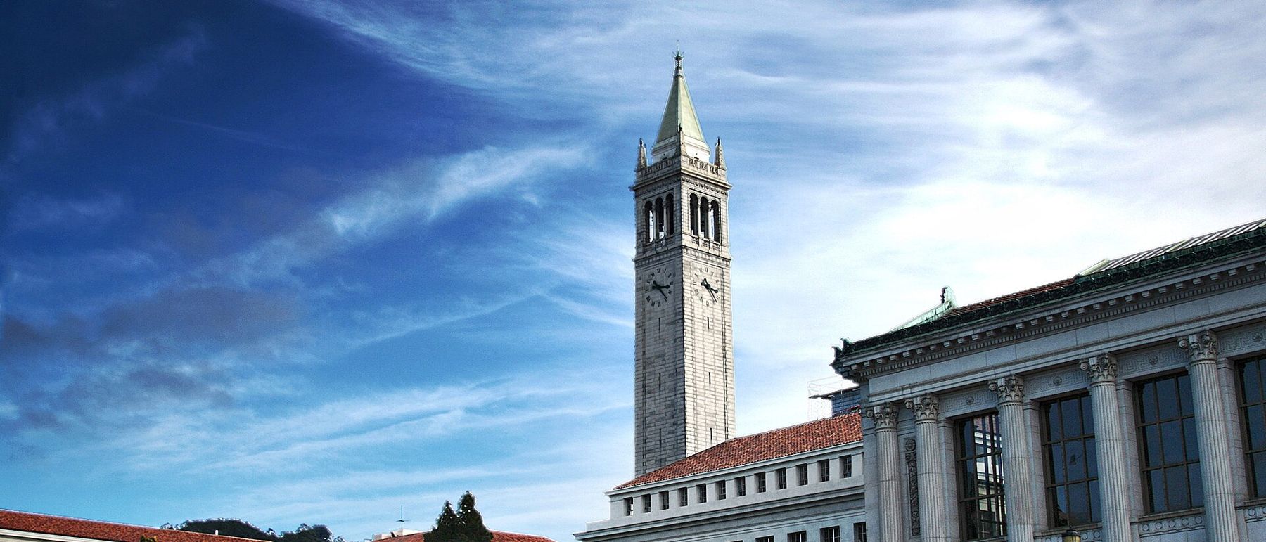 Sather Tower and the UC Berkeley campus in Berkeley, California