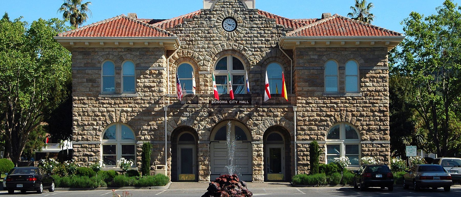Sonoma City Hall on the historic Sonoma Plaza in Sonoma, California